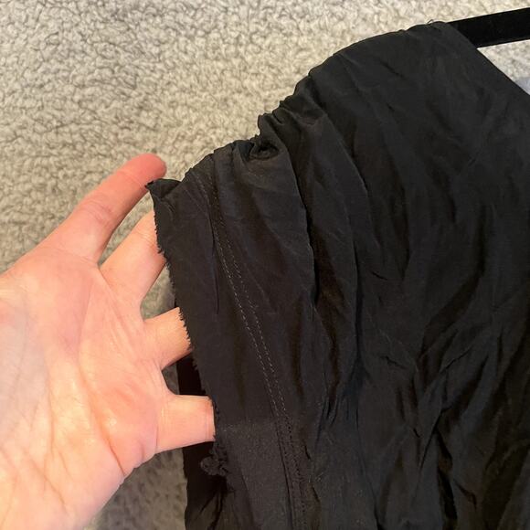 Sandro Paris Dress Womens 2 Black Short Sleeve Mini Silk Tie Neck Evening Event - Picture 2 of 12